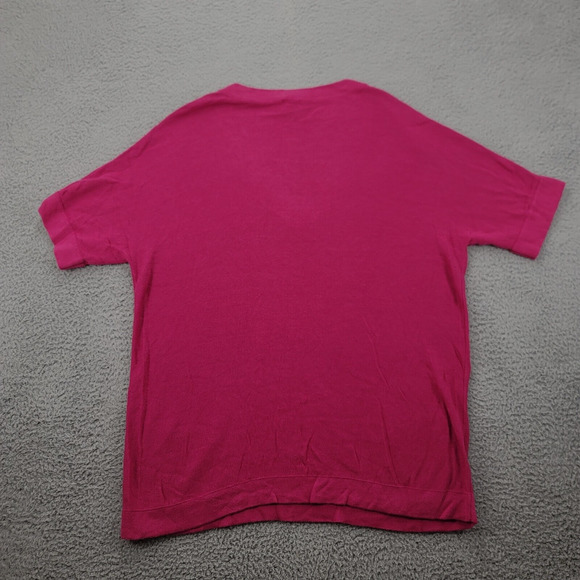 Chicos Sweater Womens 2 US L/12 Pink V-Neck Short Sleeve Pullover Pockets - Picture 2 of 12